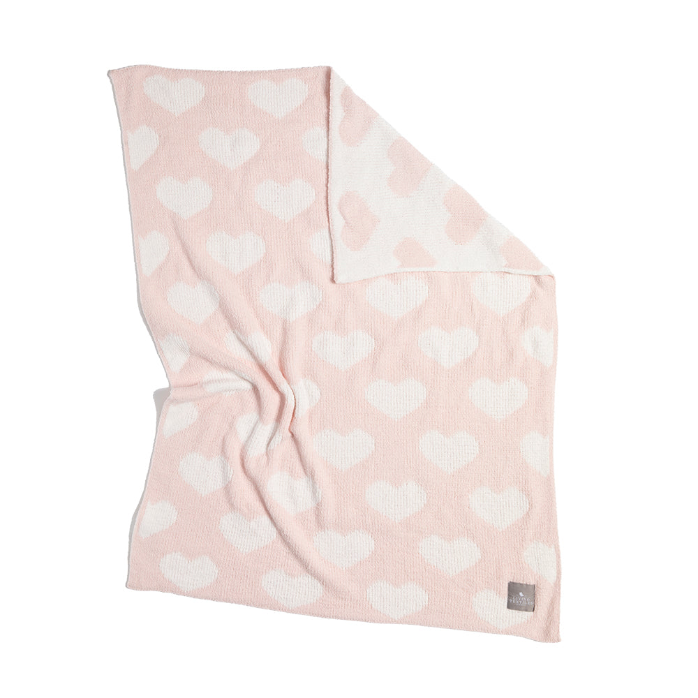 Chenille Blanket - Pink Hearts