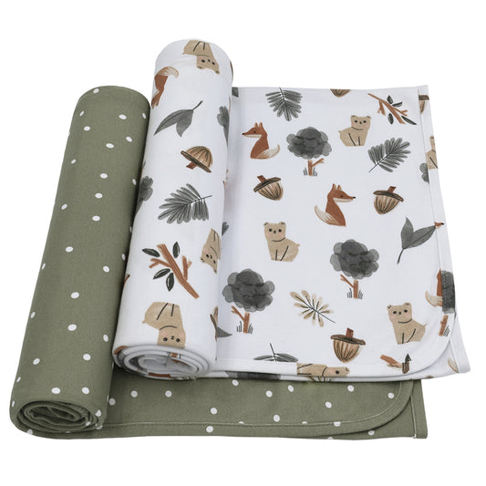 2 Pack Jersey Swaddling Wraps - Forest Retreat