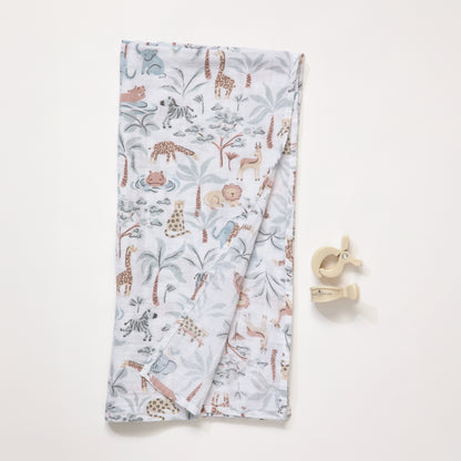 Organic Muslin swaddle and peg set - Wild Safari