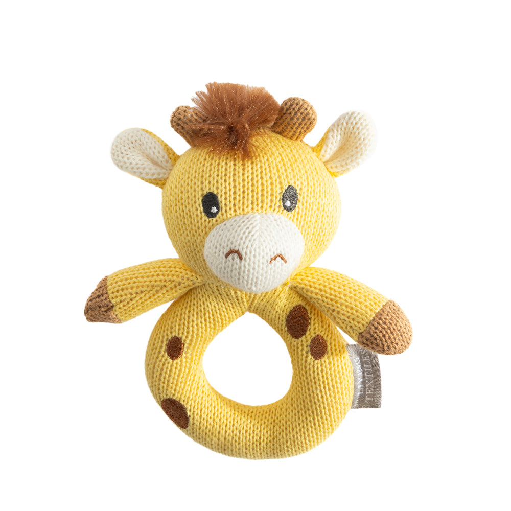 Noah the Giraffe Knitted Rattle