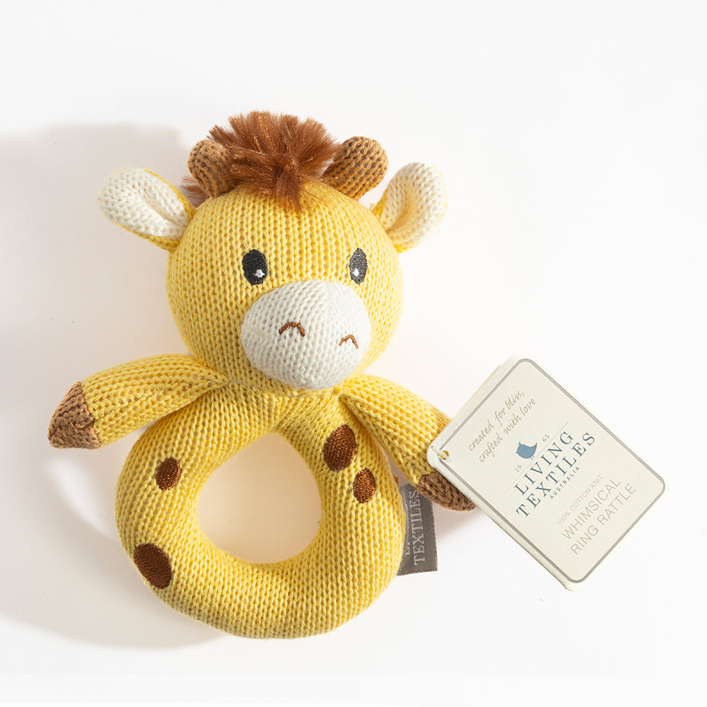 Noah the Giraffe Knitted Rattle