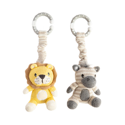 2pk Stroller Toys - Zebra & Lion