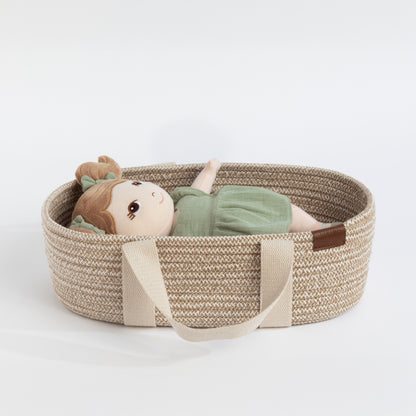 100% Cotton Rope Doll Moses Basket - Blush