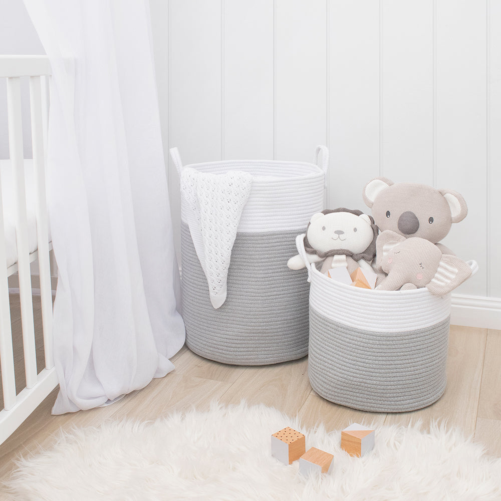 100% Cotton Rope Hamper Medium - Grey