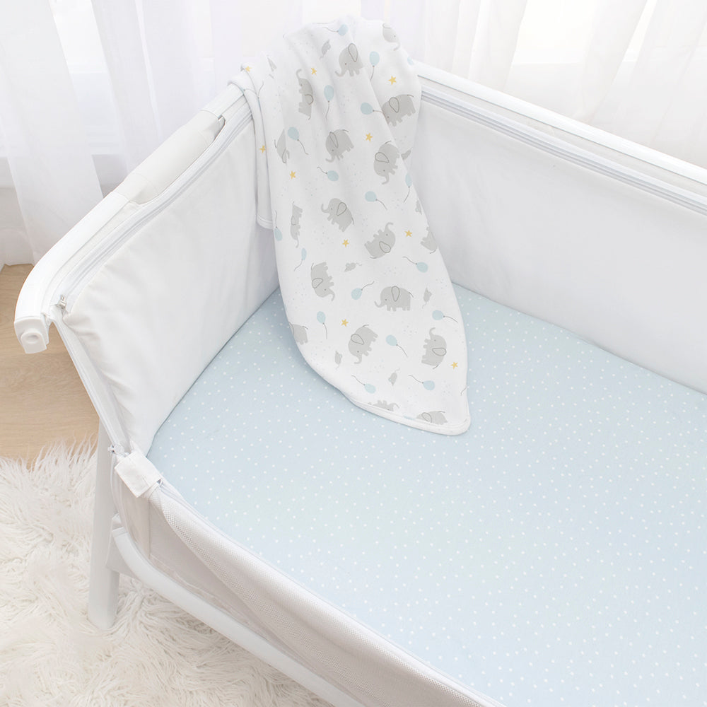 2pk Bedside Bassinet Fitted Sheets - Mason Elephant