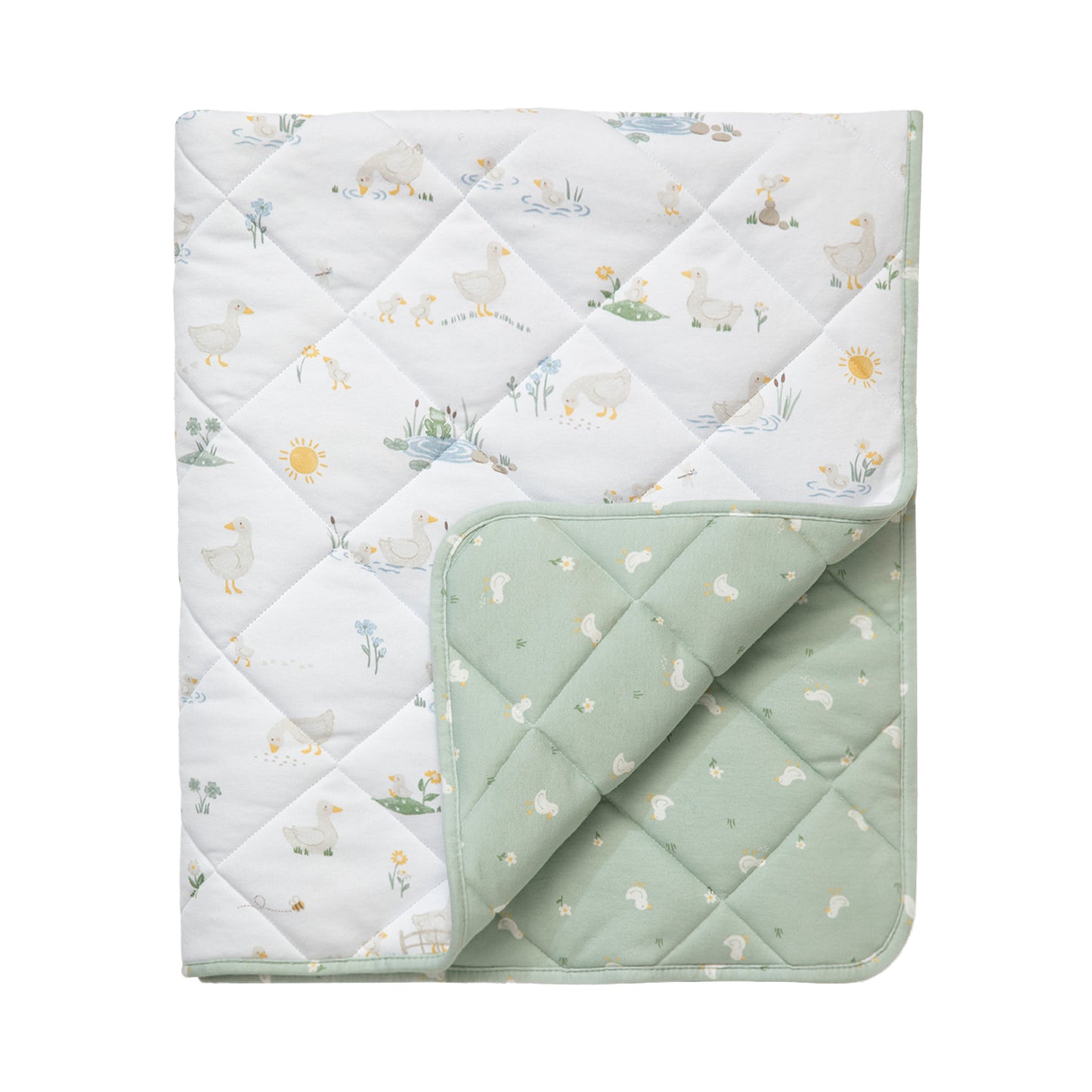 Reversible Organic Jersey Quilted Cot Comforter - Goosey Goosey