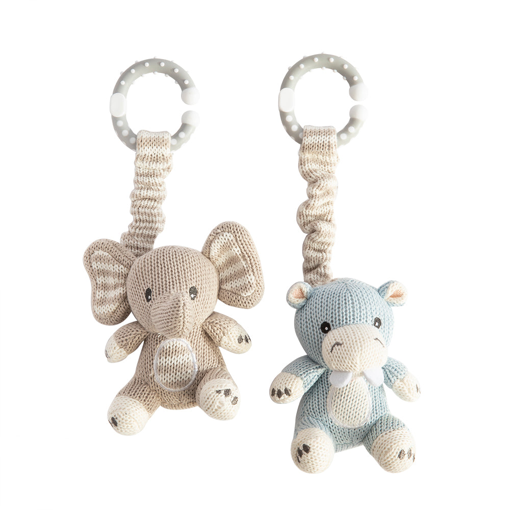 2pk Stroller Toys - Elephant & Hippo