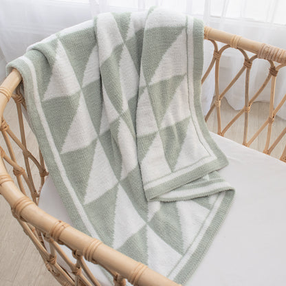 Chenille Blanket - Sage Triangle